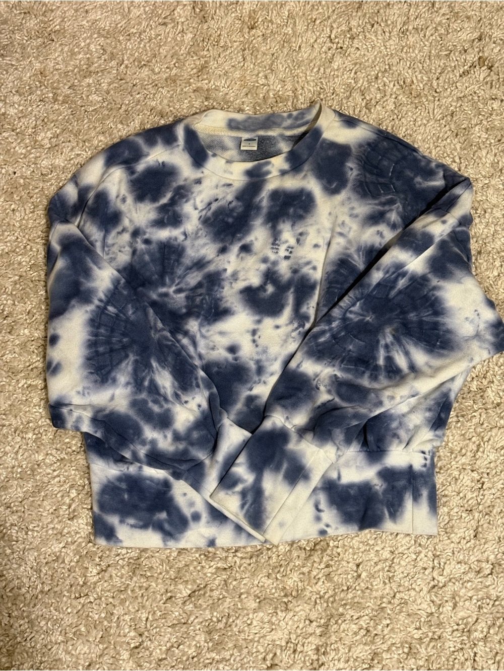 Old Navy Navy and White Tie-Dye Crewneck Sweater